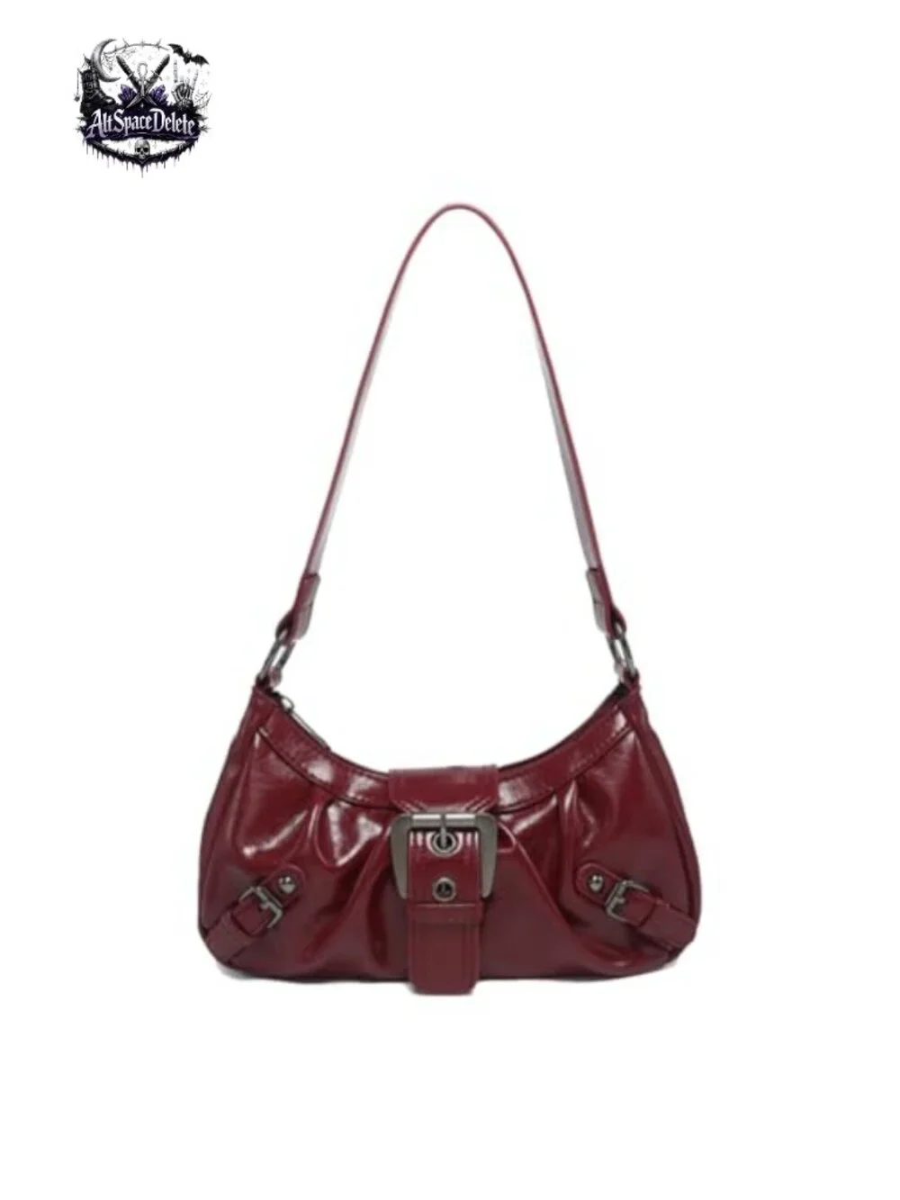 Y2K Faux Leather Hobo Shoulder Bag Buckle Punk Clutch Purse